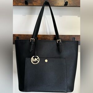 Michael Kors Black Tote with Gold Accents